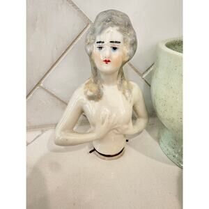 Vintage  Antique French Art Deco Porcelain Half Doll Lamp Figure